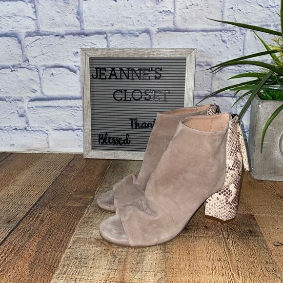 Seychelles Black Tie Peep Toe Ankle Boot - Taupe/Beige - Picture 2 of 11